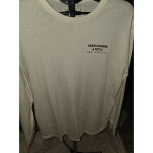 White Abercrombie And Fitch Long Sleve With Name Printed On Arm Across Back And